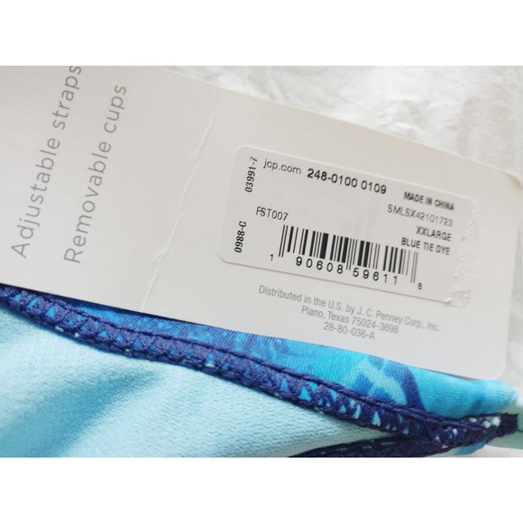 Peyton & Parker Blue Tie Dye Strappy Bikini Swim Top - Picture 7 of 9